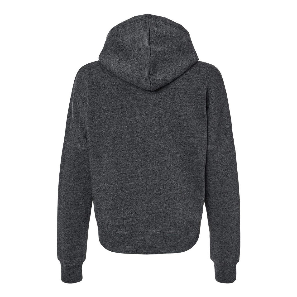 Black Triblend - Back - J. America Women's Crop Hooded Sweatshirt