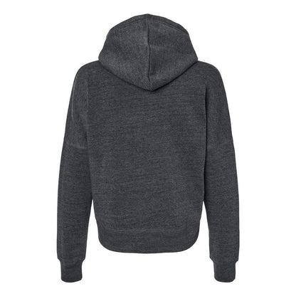 Black Triblend - Back - J. America Women's Crop Hooded Sweatshirt