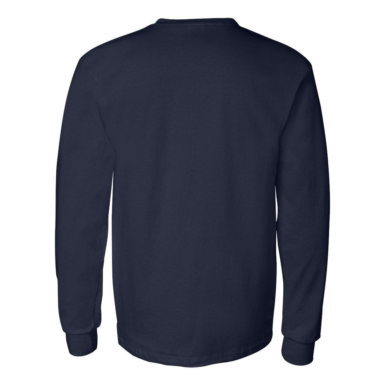 Navy - Back - Gildan Ultra Cotton Long Sleeve Pocket T-Shirt