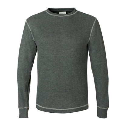 Charcoal Heather- Vintage White - Front - J. America Vintage Thermal Long Sleeve T-Shirt
