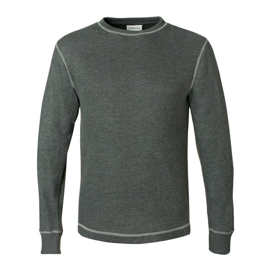 Charcoal Heather- Vintage White - Front - J. America Vintage Thermal Long Sleeve T-Shirt