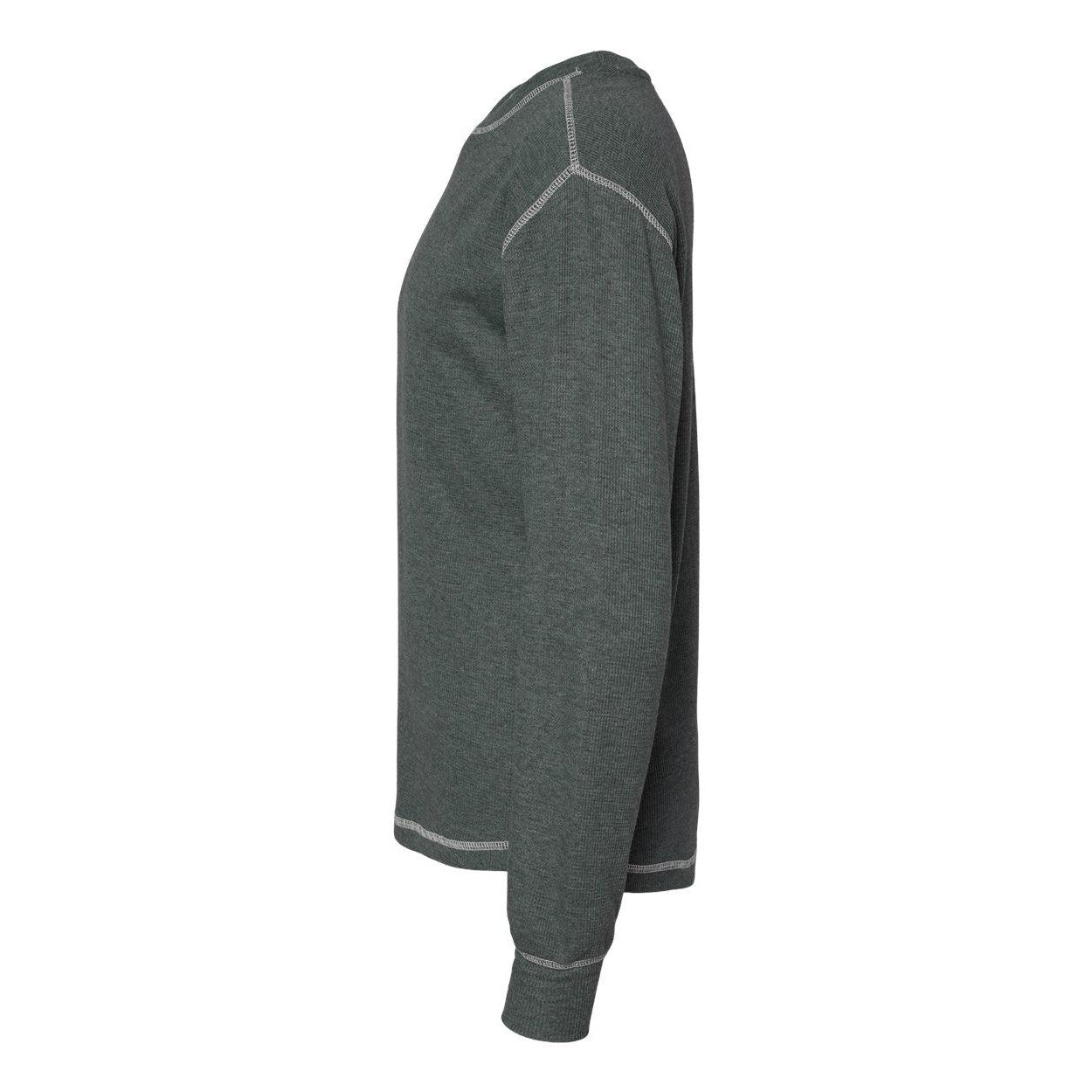 Charcoal Heather- Vintage White - Side - J. America Vintage Thermal Long Sleeve T-Shirt