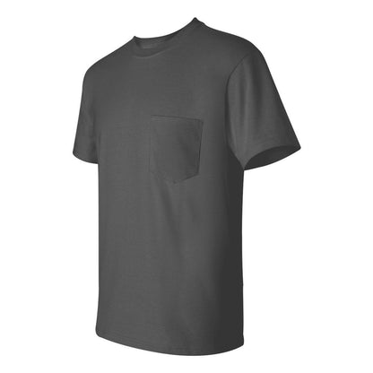 Charcoal - Side - Gildan Ultra Cotton Pocket T-Shirt