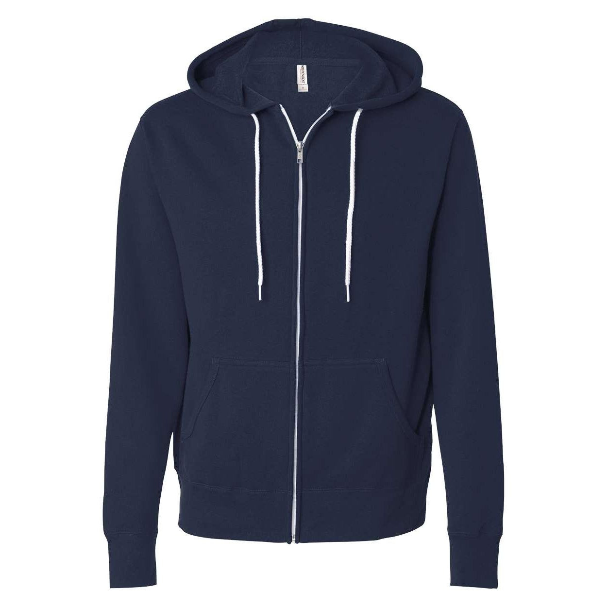 Classic Navy - Front - Independent Trading Co. Lightweight Full-Zip Hooded Sweatshirt