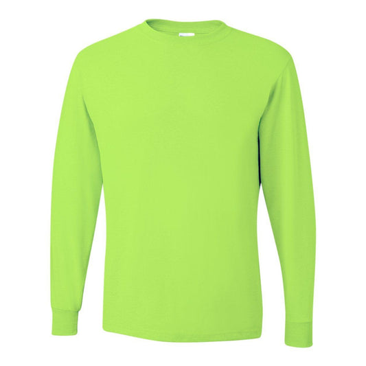 Safety Green - Front - JERZEES Dri-Power Long Sleeve 50-50 T-Shirt