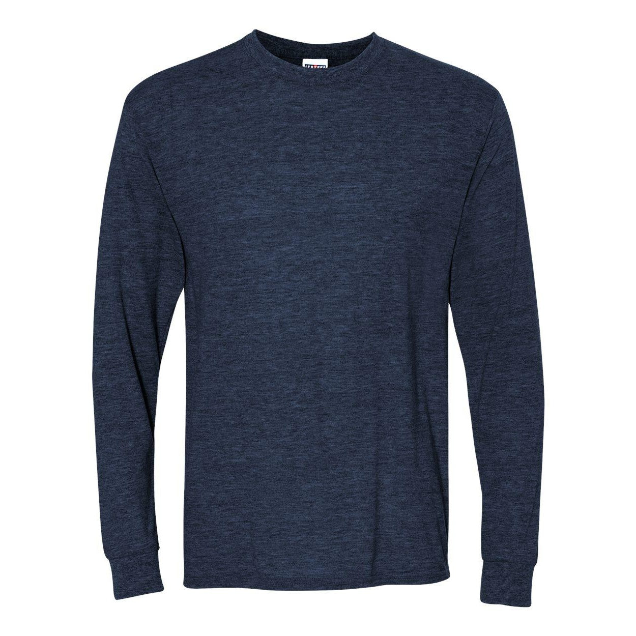 Vintage Heather Navy - Front - JERZEES Dri-Power Long Sleeve 50-50 T-Shirt