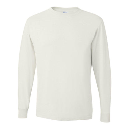 White - Front - JERZEES Dri-Power Long Sleeve 50-50 T-Shirt