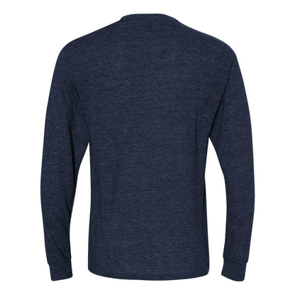 Vintage Heather Navy - Back - JERZEES Dri-Power Long Sleeve 50-50 T-Shirt