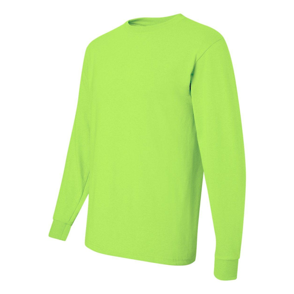 Safety Green - Side - JERZEES Dri-Power Long Sleeve 50-50 T-Shirt