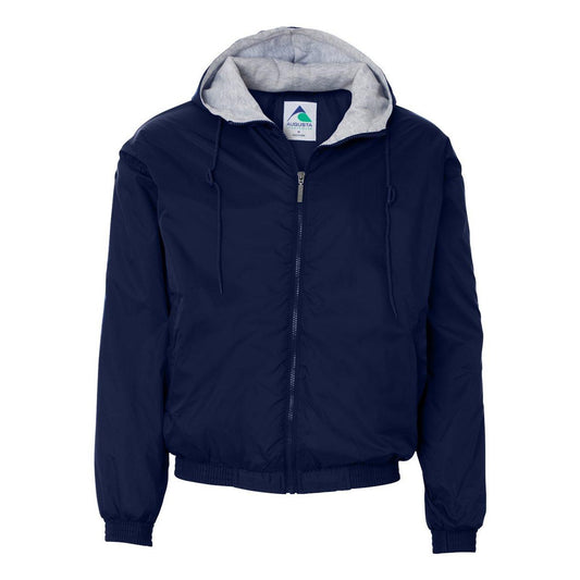 Navy - Front - Augusta Sportswear Fleece Lined Hooded Jacket