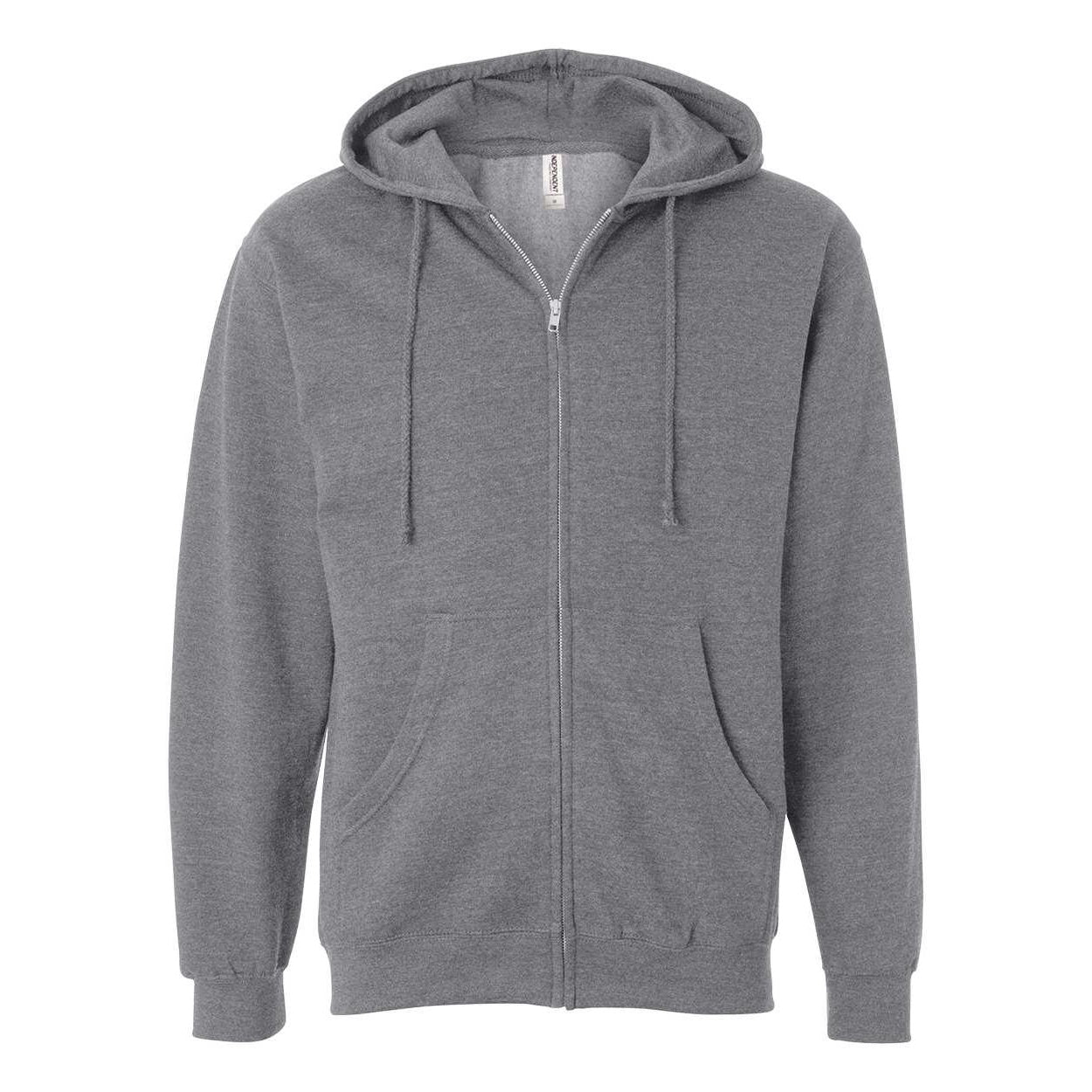 Gunmetal Heather - Front - Independent Trading Co. Midweight Full-Zip Hooded Sweatshirt
