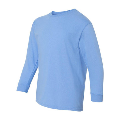 Carolina Blue - Side - Gildan Heavy Cotton Youth Long Sleeve T-Shirt
