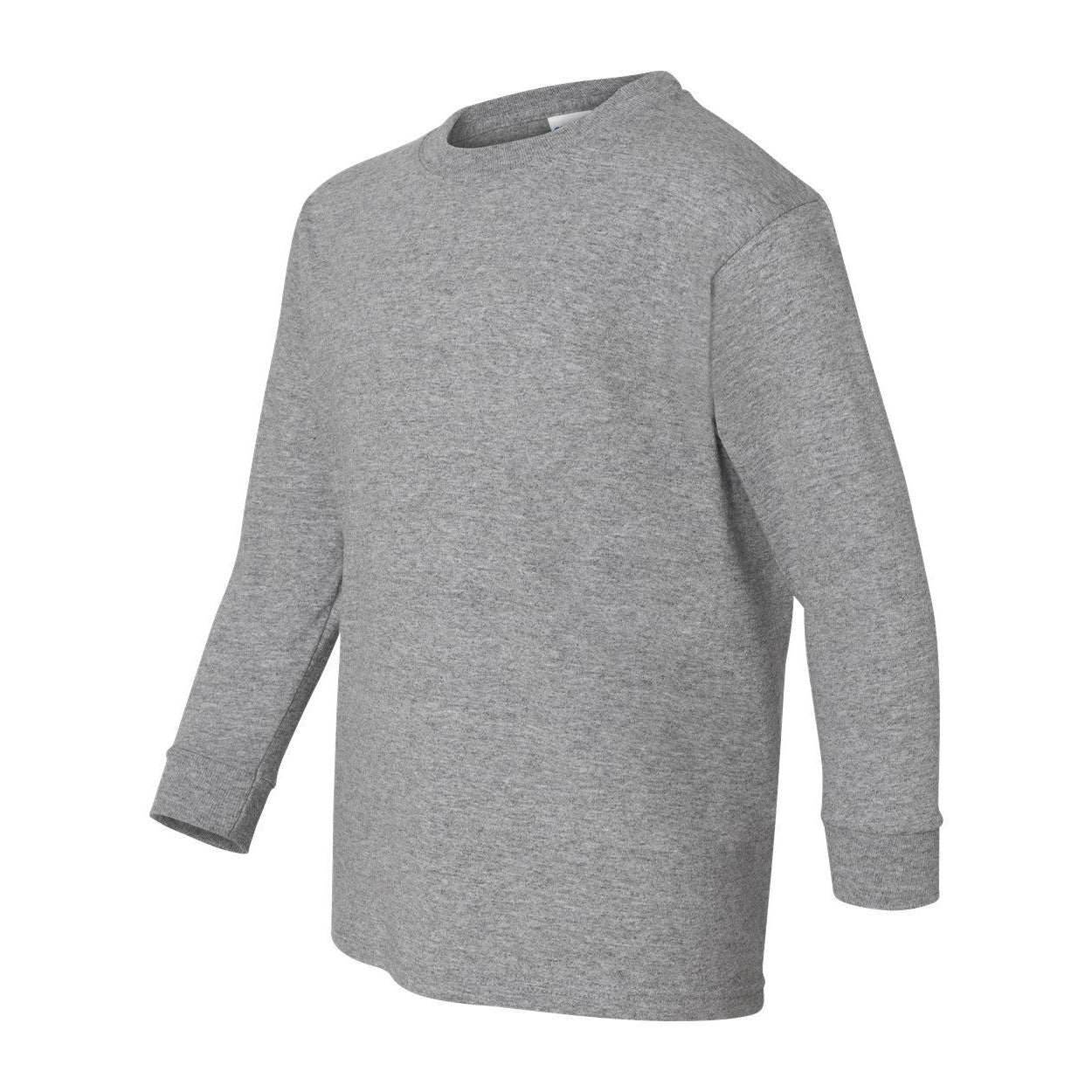Sport Grey - Side - Gildan Heavy Cotton Youth Long Sleeve T-Shirt
