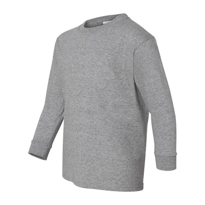 Sport Grey - Side - Gildan Heavy Cotton Youth Long Sleeve T-Shirt