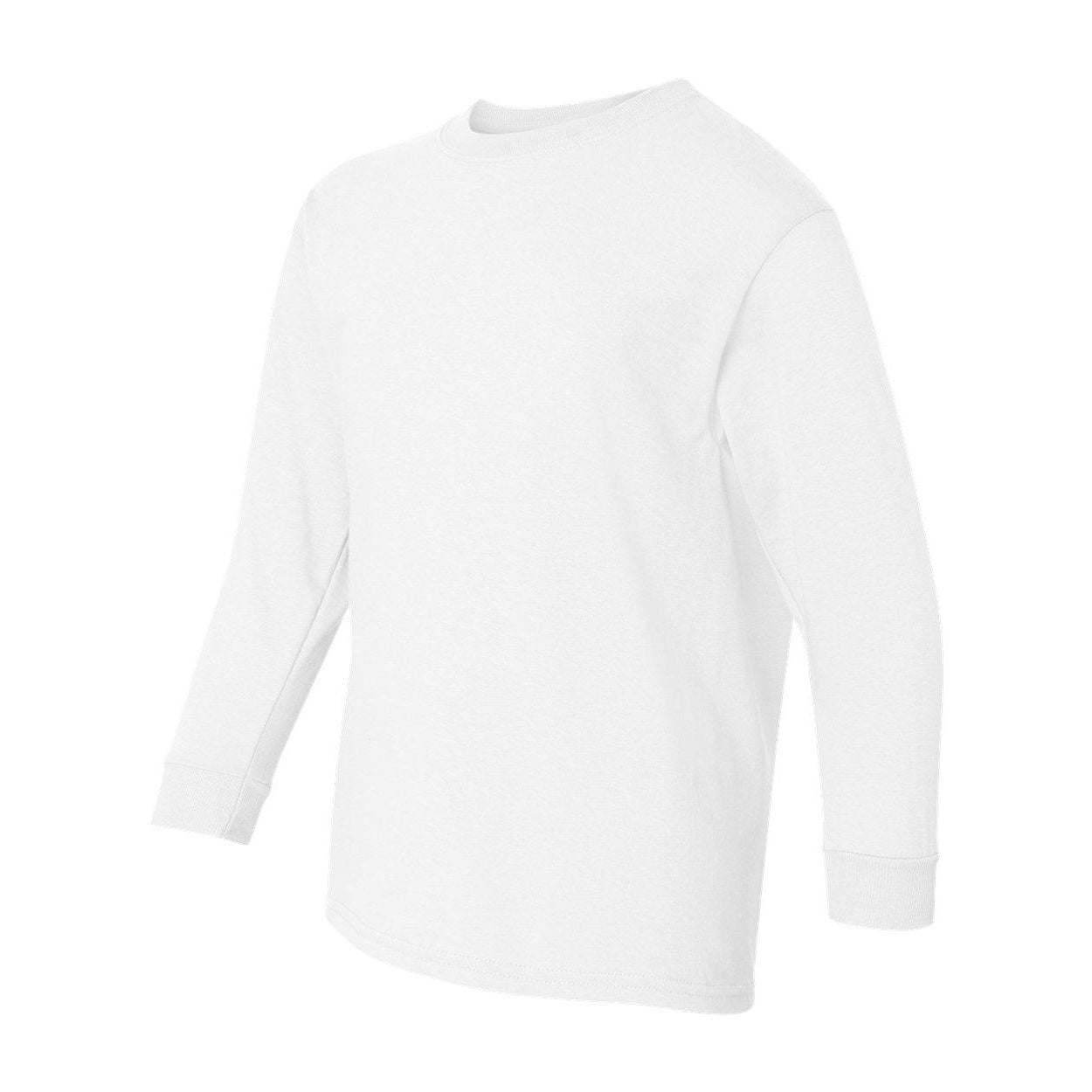 White - Side - Gildan Heavy Cotton Youth Long Sleeve T-Shirt