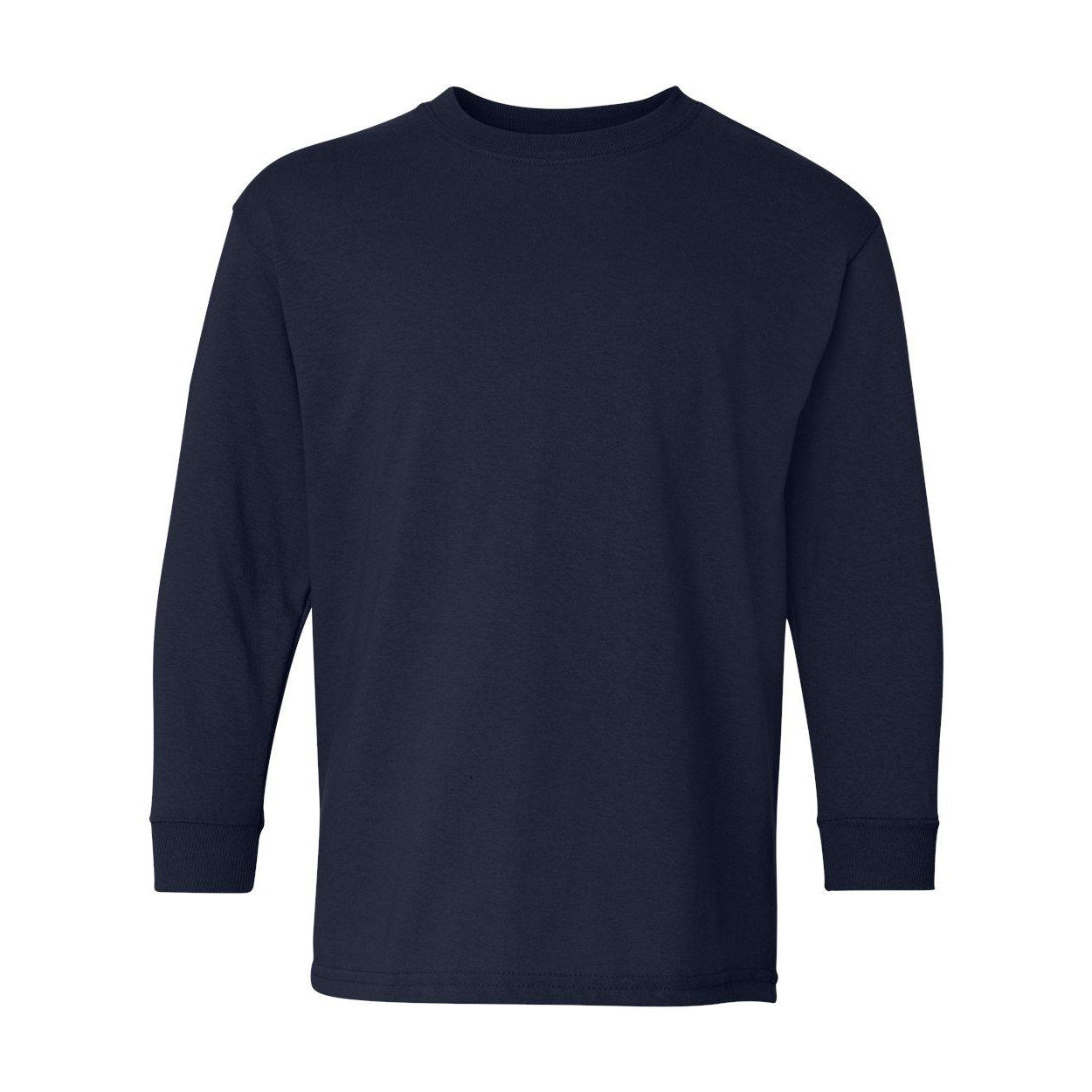 Navy - Front - Gildan Heavy Cotton Youth Long Sleeve T-Shirt