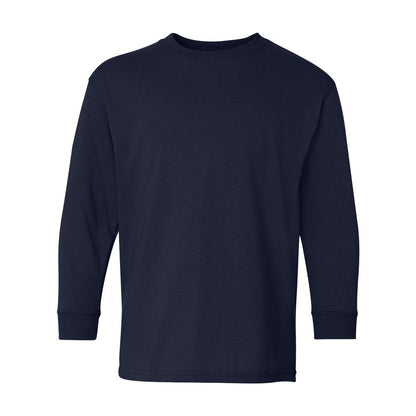 Navy - Front - Gildan Heavy Cotton Youth Long Sleeve T-Shirt