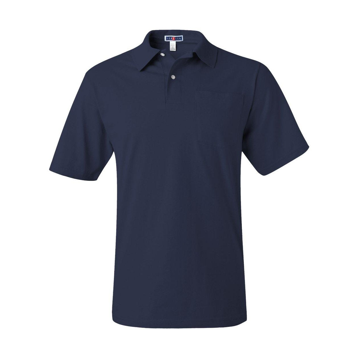 J. Navy - Front - JERZEES SpotShield 50-50 Polo with Pocket