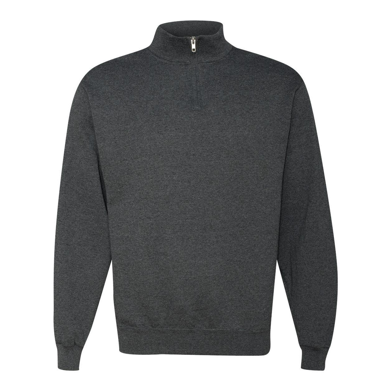 Black Heather - Front - JERZEES Nublend Cadet Collar Quarter-Zip Sweatshirt