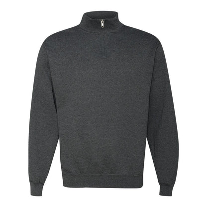 Black Heather - Front - JERZEES Nublend Cadet Collar Quarter-Zip Sweatshirt