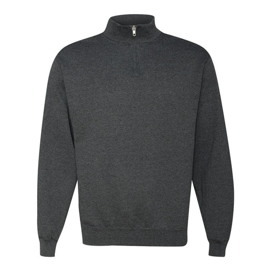 Black Heather - Front - JERZEES Nublend Cadet Collar Quarter-Zip Sweatshirt