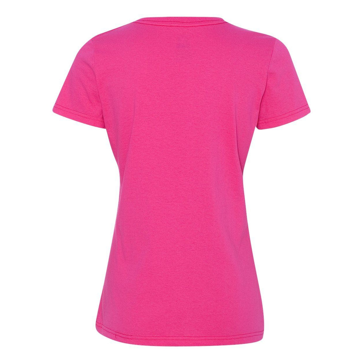 Cyber Pink - Back - Fruit of the Loom HD Cotton Women's V-Neck T-Shirt