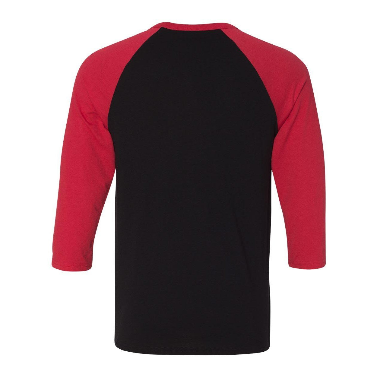 Black- Red - Back - BELLA + CANVAS Three-Quarter Sleeve Baseball Tee