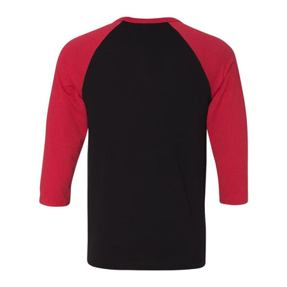 Black- Red - Back - BELLA + CANVAS Three-Quarter Sleeve Baseball Tee