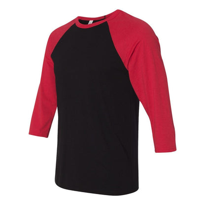 Black- Red - Side - BELLA + CANVAS Three-Quarter Sleeve Baseball Tee