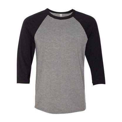 Deep Heather- Black - Front - BELLA + CANVAS Three-Quarter Sleeve Baseball Tee