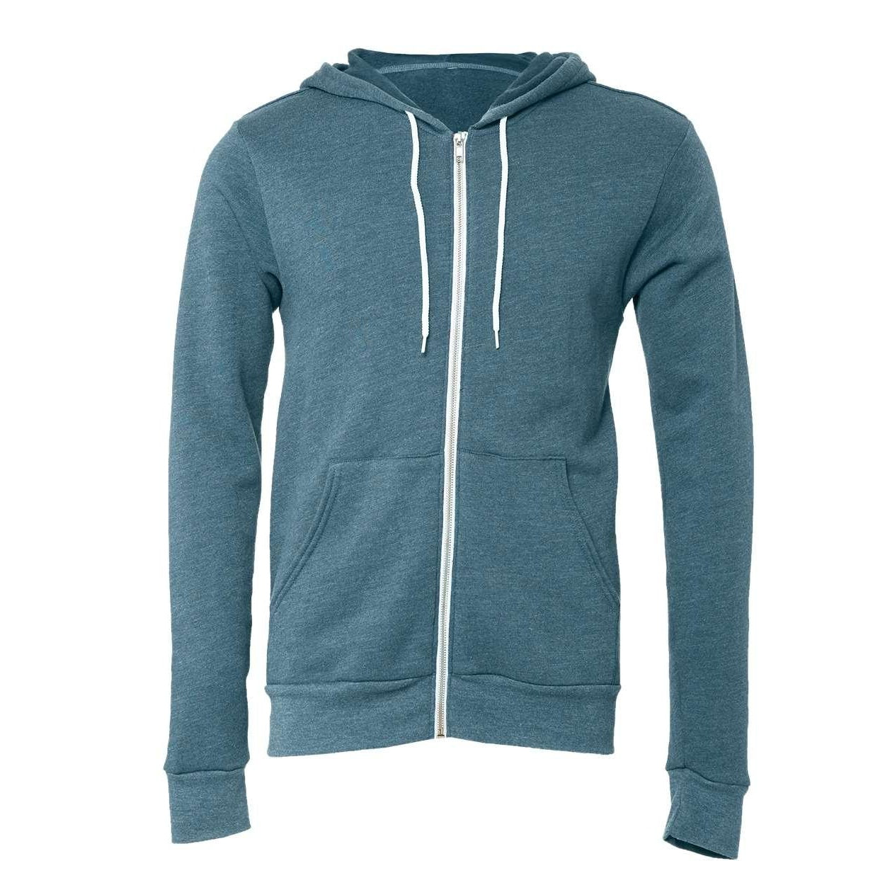Heather Deep Teal - Front - BELLA + CANVAS Sponge Fleece Full-Zip Hoodie