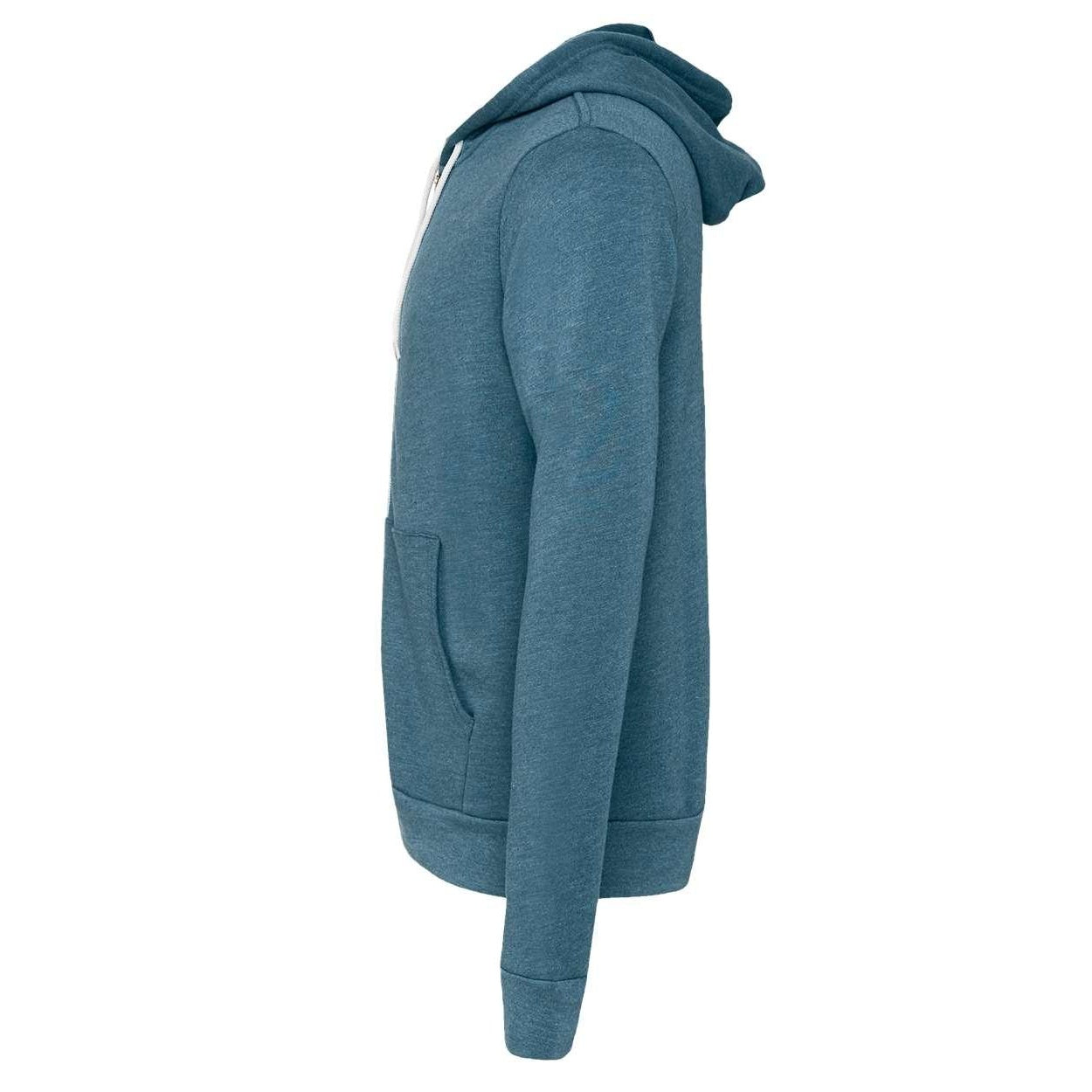 Heather Deep Teal - Side - BELLA + CANVAS Sponge Fleece Full-Zip Hoodie
