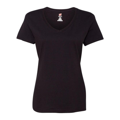 Black - Front - Hanes Perfect-T Womens V-Neck T-Shirt