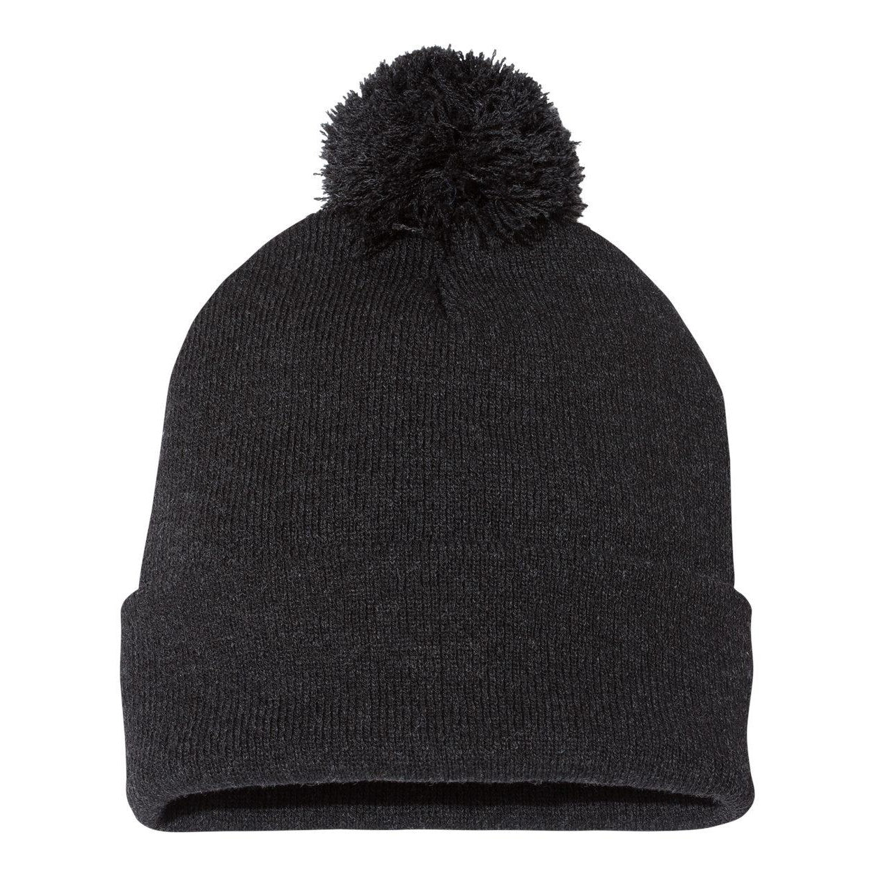 Heather Charcoal - Back - Sportsman Pom-Pom 12 Knit Beanie