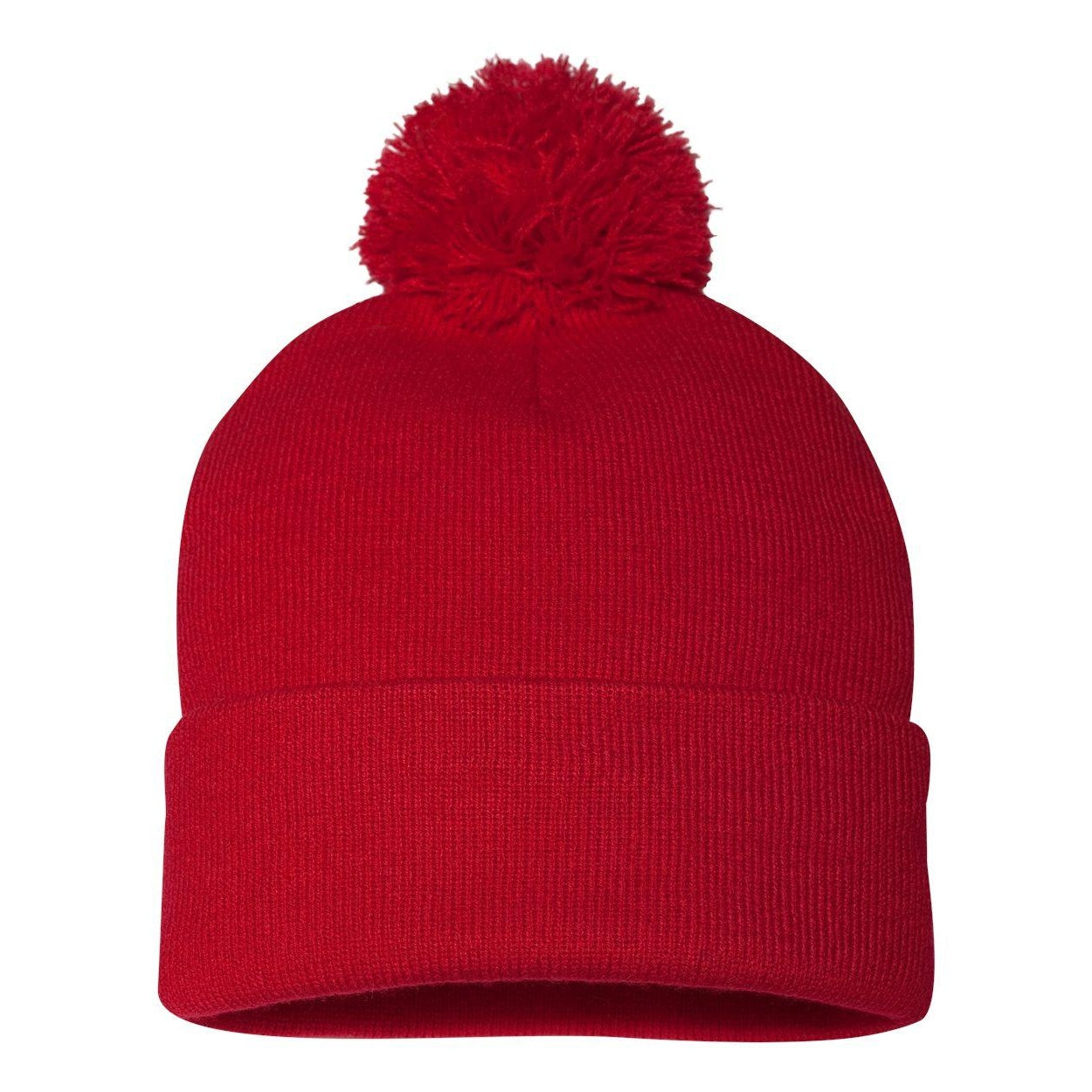 Red - Back - Sportsman Pom-Pom 12 Knit Beanie