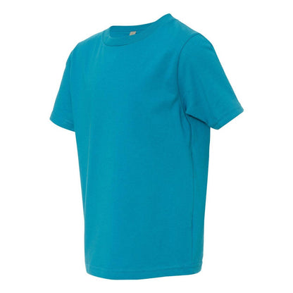 Turquoise - Side - Next Level Youth Cotton T-Shirt
