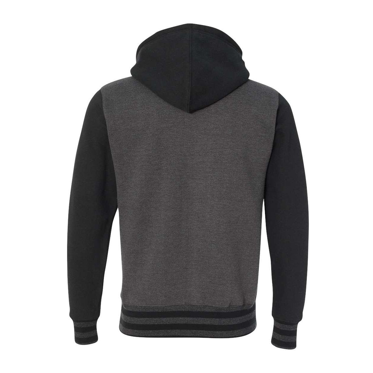 Charcoal Heather- Black - Back - Independent Trading Co. Heavyweight Varsity Full-Zip Hooded Sweatshirt