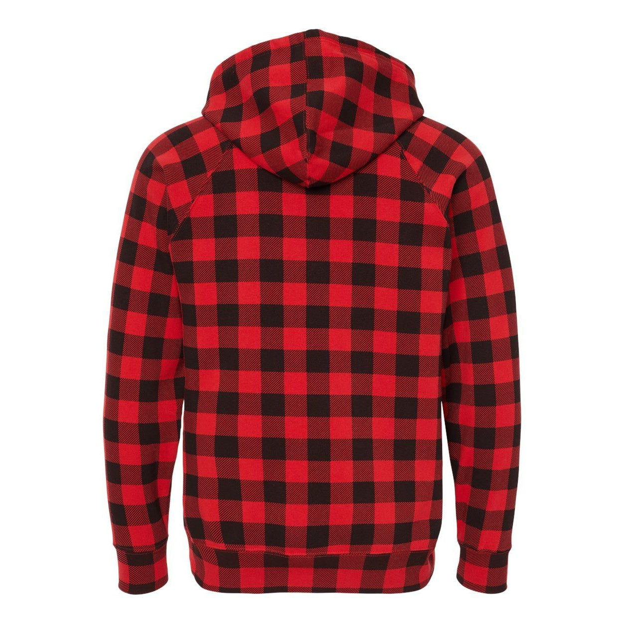 Red Buffalo Plaid - Back - Independent Trading Co. Special Blend Raglan Hooded Sweatshirt