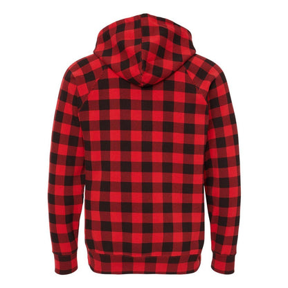Red Buffalo Plaid - Back - Independent Trading Co. Special Blend Raglan Hooded Sweatshirt