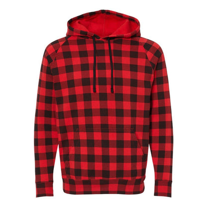 Red Buffalo Plaid - Front - Independent Trading Co. Special Blend Raglan Hooded Sweatshirt