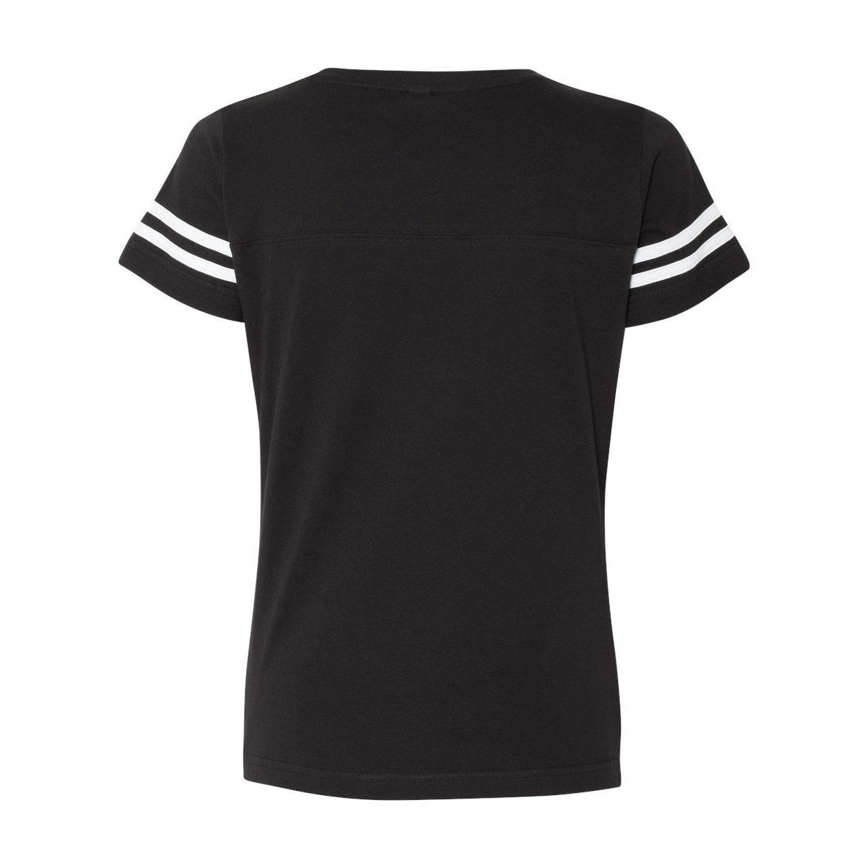 Black Solid- White - Back - LAT Women's Football V-Neck Fine Jersey Tee