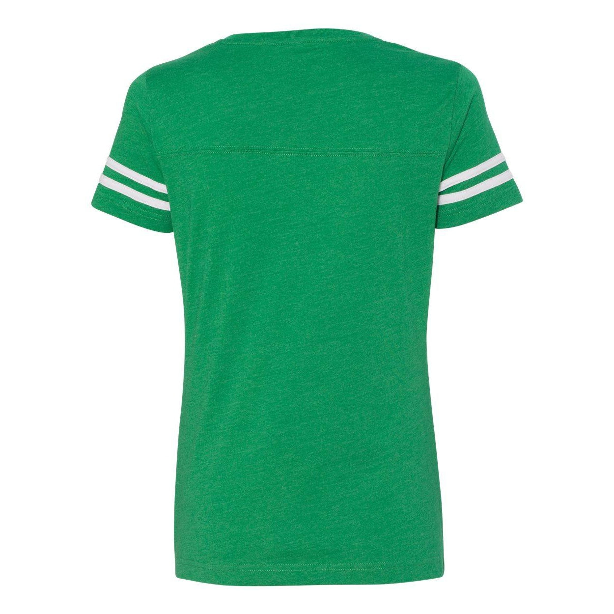 Vintage Green- White - Back - LAT Women's Football V-Neck Fine Jersey Tee