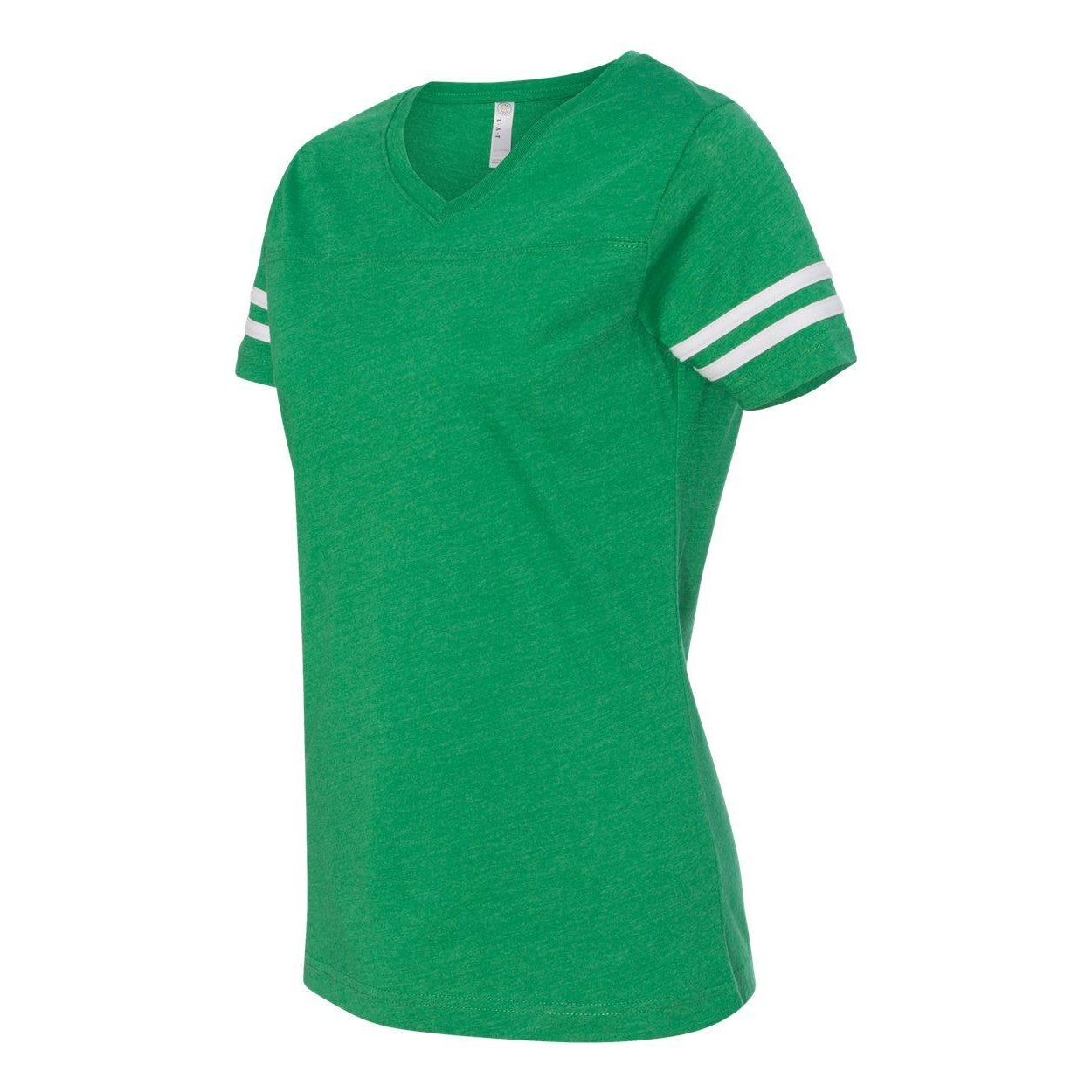 Vintage Green- White - Side - LAT Women's Football V-Neck Fine Jersey Tee