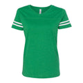 Vintage Green- White - Front - LAT Women's Football V-Neck Fine Jersey Tee