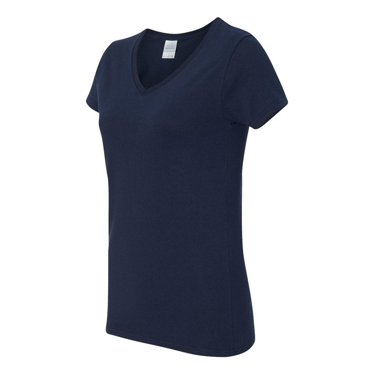 Navy - Side - Gildan Heavy Cotton Womens V-Neck T-Shirt
