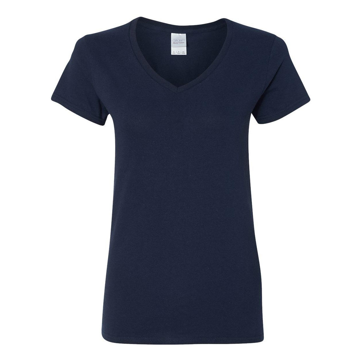Navy - Front - Gildan Heavy Cotton Womens V-Neck T-Shirt