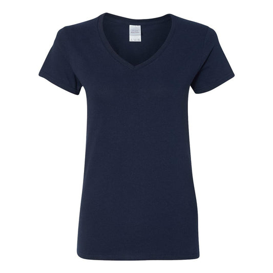 Navy - Front - Gildan Heavy Cotton Womens V-Neck T-Shirt