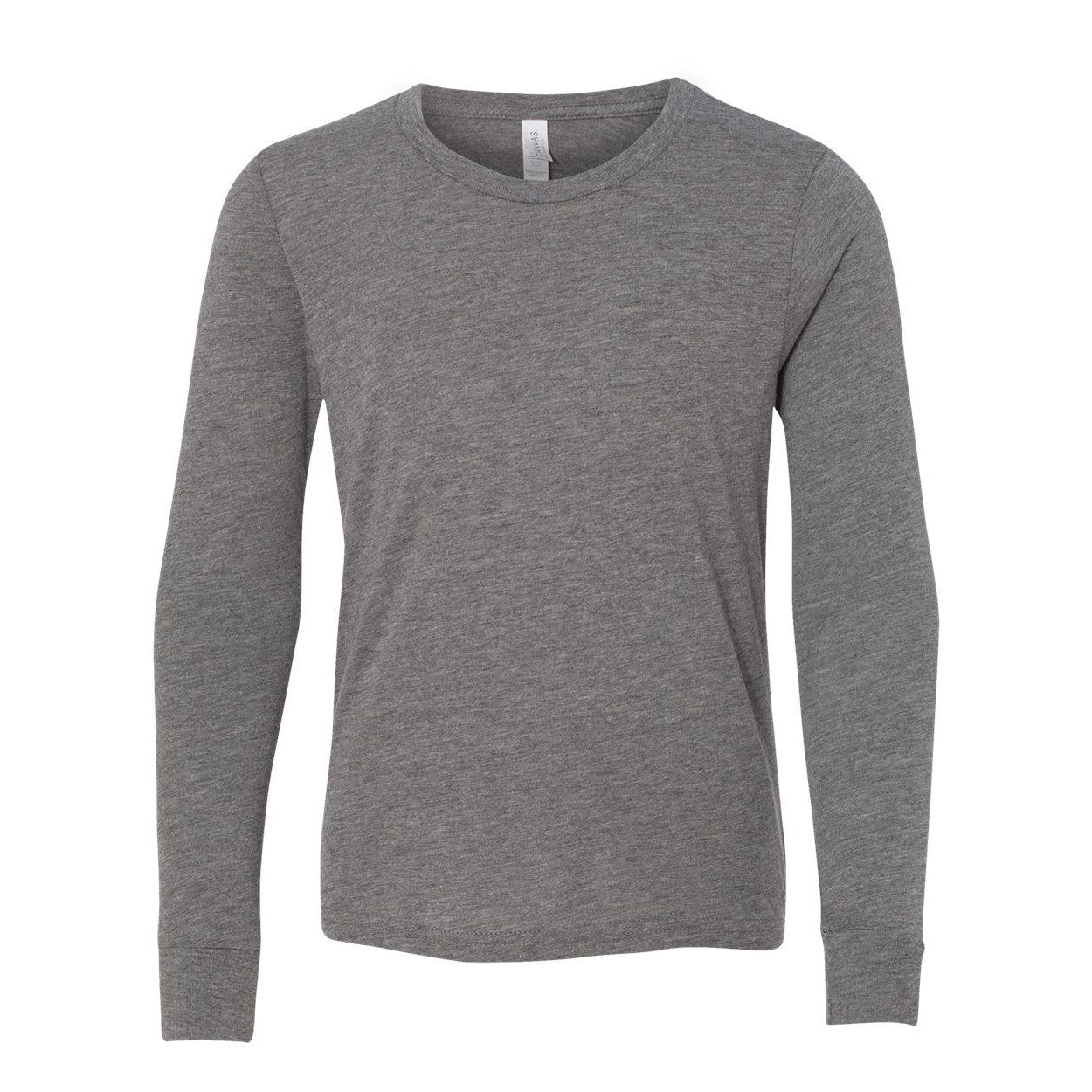 Grey Triblend - Front - BELLA + CANVAS Youth Jersey Long Sleeve Tee