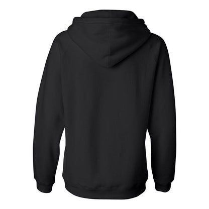 Black - Back - J. America Women's Sueded V-Neck Hooded Sweatshirt