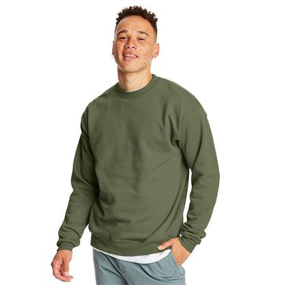 Fatigue Green - Front - Hanes Ecosmart Crewneck Sweatshirt